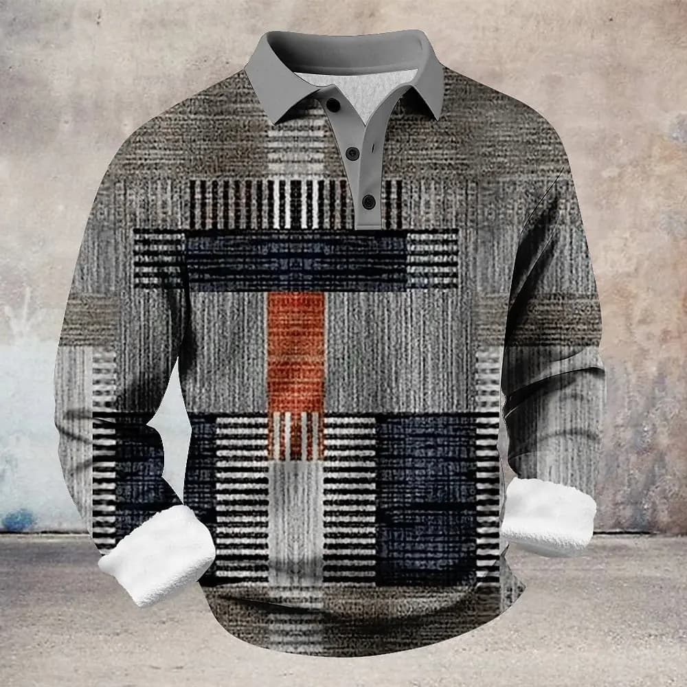 Men's Designer Patchwork Polo – Slim Fit Geometric Block Top for Art Events, Social Gatherings & Statement Outfits