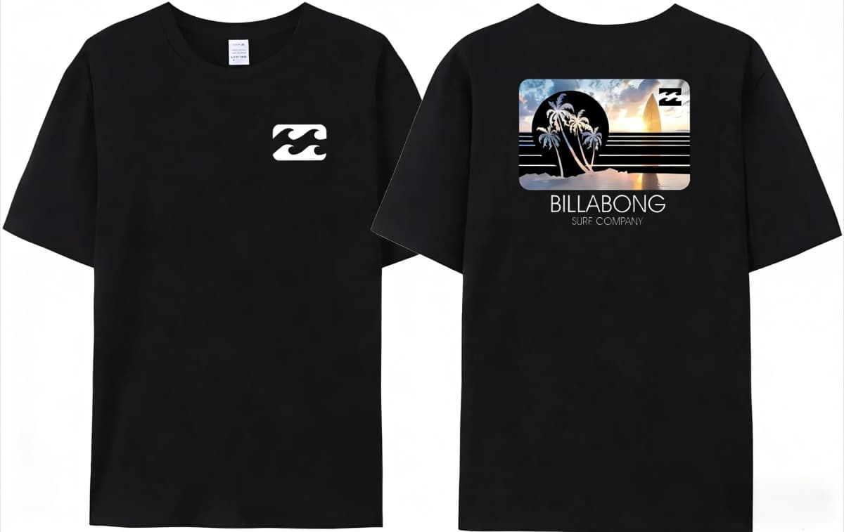 Summer men's Billa-bong English printed T-shirt, 100_ cotton double-sided high-quality casual T-shirt clothing graphic t shirts