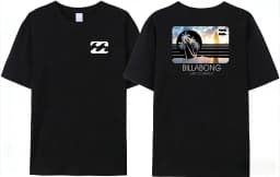 Summer men's Billa-bong English printed T-shirt, 100_ cotton double-sided high-quality casual T-shirt clothing graphic t shirts