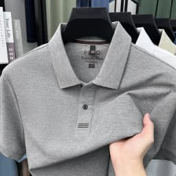 Trendy 100% cotton short sleeve men polo shirt brand high-end new embroidery skin friendly breathable solid color casual T-shirt