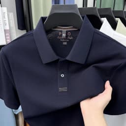 Trendy 100% cotton short sleeve men polo shirt brand high-end new embroidery skin friendly breathable solid color casual T-shirt