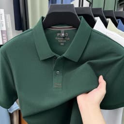 Trendy 100% cotton short sleeve men polo shirt brand high-end new embroidery skin friendly breathable solid color casual T-shirt