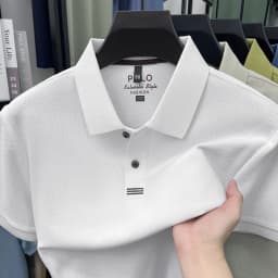 Trendy 100% cotton short sleeve men polo shirt brand high-end new embroidery skin friendly breathable solid color casual T-shirt