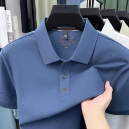 Trendy 100% cotton short sleeve men polo shirt brand high-end new embroidery skin friendly breathable solid color casual T-shirt