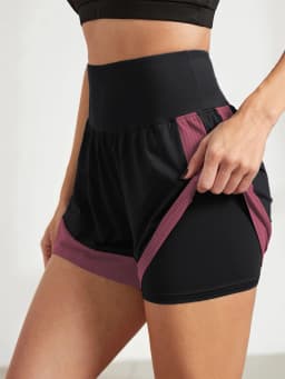 Women's loose sports shorts for running, anti-exposure, quick-dry, outer wear, fake two-piece yoga hot pants