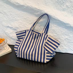Canvas Stripe Underarm Bag Shopping Bag Black/Blue/Red Felt Handbag Shoulder Pouch All-match Cloth Shoulder Bag Women