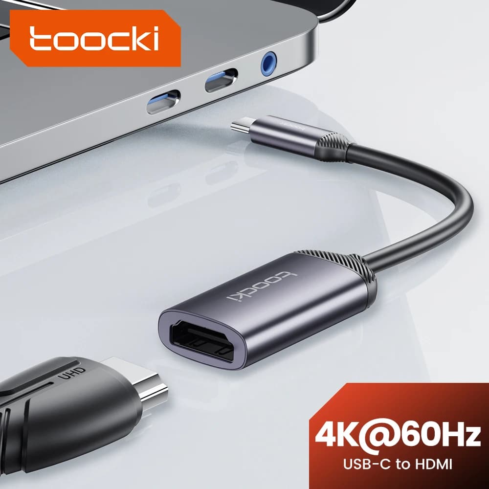 Toocki Type C To HDMI Adapter HD 4K@60Hz Video Cable For iPhone MacBook iPad Samsung Xiaomi TV Monitor Projector Cable Converter