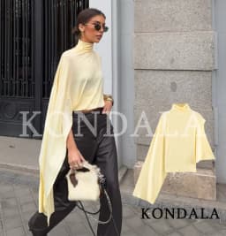 KONDALA Elegant High Neck Asymmetrical Tops Women's High Street Yellow Tops New 2026 Summer Fashion Romantic Holidays Lady Tops