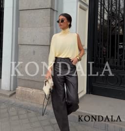 KONDALA Elegant High Neck Asymmetrical Tops Women's High Street Yellow Tops New 2026 Summer Fashion Romantic Holidays Lady Tops