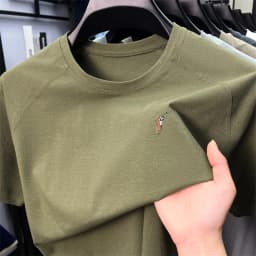 High Quality Men's Short Sleeved T-shirt Trend Embroidered Round Neck Casual Skin Friendly Breathable Thin Top T