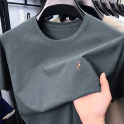 High Quality Men's Short Sleeved T-shirt Trend Embroidered Round Neck Casual Skin Friendly Breathable Thin Top T