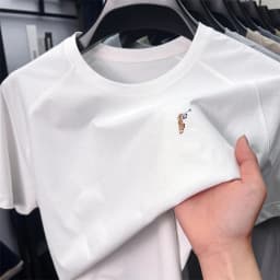 High Quality Men's Short Sleeved T-shirt Trend Embroidered Round Neck Casual Skin Friendly Breathable Thin Top T