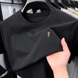 High Quality Men's Short Sleeved T-shirt Trend Embroidered Round Neck Casual Skin Friendly Breathable Thin Top T