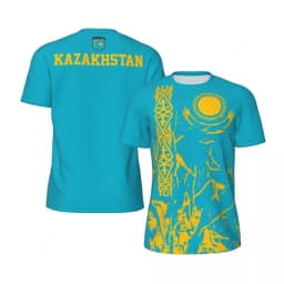 KAZAKHSTAN Flag 3D Print Sport Quick Dry Breathable Men T-shirt Outdoor Football Jersey Team Fan Short Sleeve Summer Top Clothes