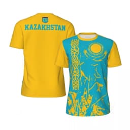 KAZAKHSTAN Flag 3D Print Sport Quick Dry Breathable Men T-shirt Outdoor Football Jersey Team Fan Short Sleeve Summer Top Clothes