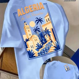 Algerian Travel Men's T-shirt "A Idle Paradise" Retro Pattern Street Top