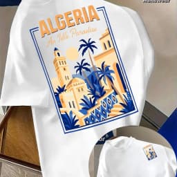 Algerian Travel Men's T-shirt "A Idle Paradise" Retro Pattern Street Top