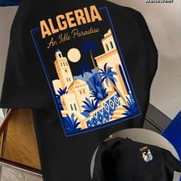 Algerian Travel Men's T-shirt "A Idle Paradise" Retro Pattern Street Top