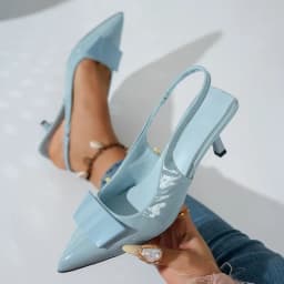 Elegant Blue Fashion Hook-Top Pointed-Toe Ladies' High-Heeled Sandals. Summer Style Elegant Hostess Dress Shoes. Formal Shoes.