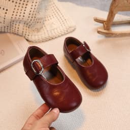 Girls Leather Shoes for Toddlers 2026 New Autumn Students Ballet Flats Soft Sole Simple Princess Kids School Dance Party Flats