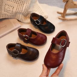 Girls Leather Shoes for Toddlers 2026 New Autumn Students Ballet Flats Soft Sole Simple Princess Kids School Dance Party Flats