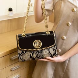 LK Manufacturer Direct Sale Fashion Versatile High-End Snake Print Glossy Leather Single Shoulder Crossbody Chain Bag