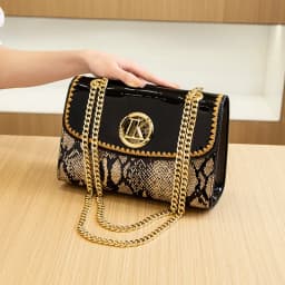 LK Manufacturer Direct Sale Fashion Versatile High-End Snake Print Glossy Leather Single Shoulder Crossbody Chain Bag