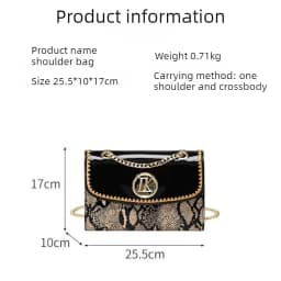 LK Manufacturer Direct Sale Fashion Versatile High-End Snake Print Glossy Leather Single Shoulder Crossbody Chain Bag