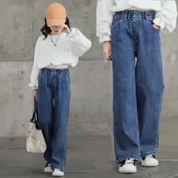 2026 Spring Kid's Jeans 3-9Y Cute Girls Solid Color Loose Wide Leg Pants Childrens Outwear Denim Trousers