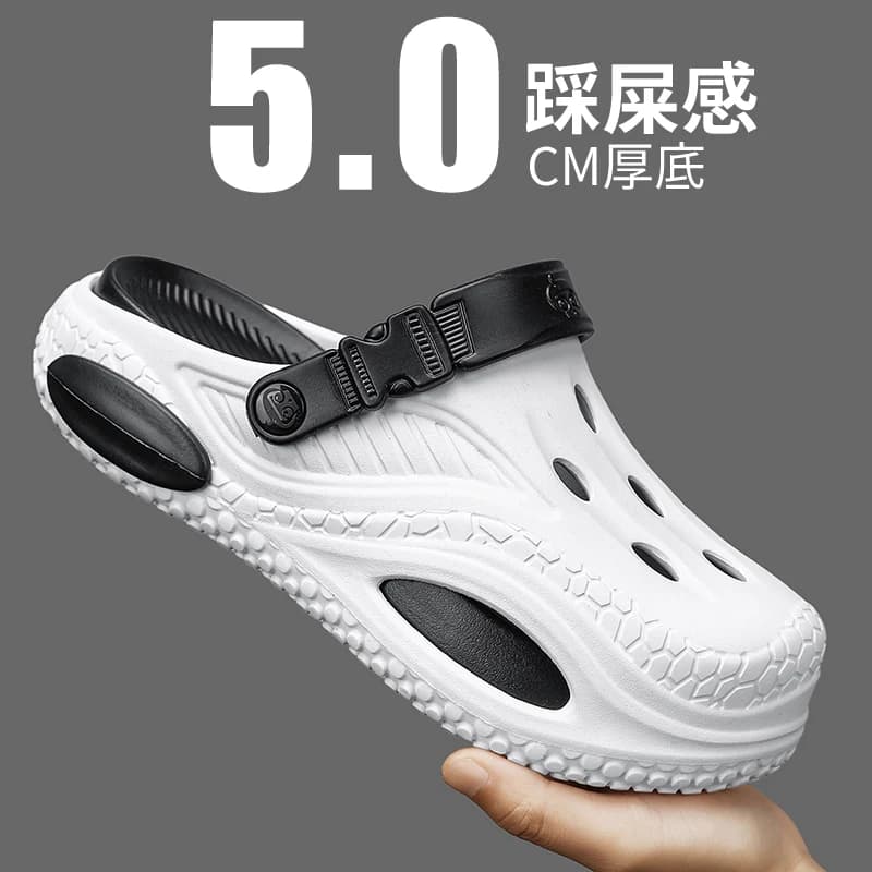 Summer breathable fashionable men's and women's slippers thick soled perforated shoes outdoor sports and leisure beach shoes 48
