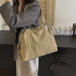 Commuter Bag Sli Autumn Trend Youth Fashionable Nylon Rivet Pure Color Bags Handbag Underarm Tote Bag Women's Large Shoulde Bag