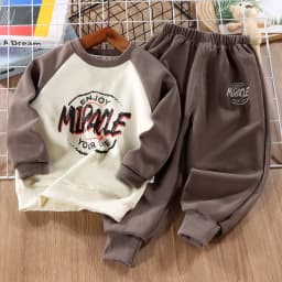 Children's Set Boys' Spring and Autumn New Korean Version Corduroy Letter Cardigan Long Sleeved Two-Piece Set