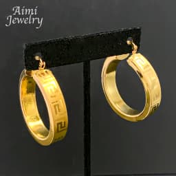 Italian Classic Jewelry Sets Rope Hook Dubai Round 18K Gold Plated Hoop Earrings for Woman Circle Earring Party Wedding Gifts