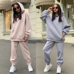Monochrome Hooded Hoodie Set Casual European American Fashion 2-Piece Autumn Winter Hot Selling New Style