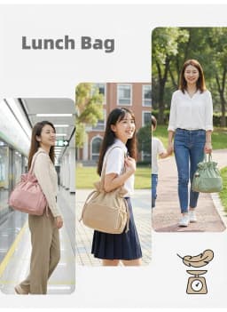 Large Capaci Thermal Lunch Box Bag Dstring Handbag Commuting Portable Office Workers Elementary School Students Bento Bag