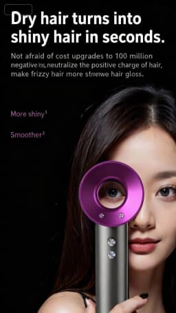 5 in 1 Professional Hair Dryer, with Hot and Cold Air Functionality - Lightweight and Thermostatic Styling Tool for Smooth Hair