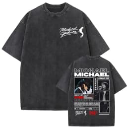 King of Pop Michael Jackson Album Cover T Shirts Men Women Fashion Classic Cool T-shirt Casual Vintage Washed T Shirt Streetwear