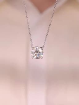 Rrjzz 0.5-5CT Moissanite Pendant Necklace for Women Solitaire D Color Round Cut Lab Imitation Diamond GRA Certified Necklaces