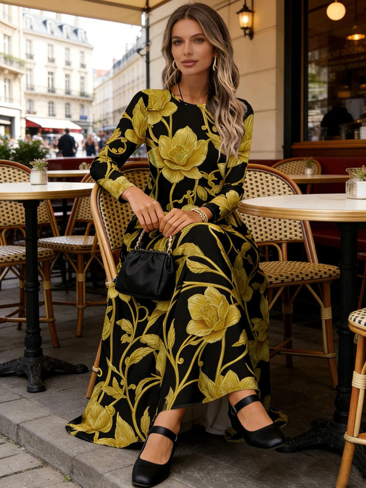 Long Sleeve Dress for Women Casual Summer Vacation Outfit Flowy Midi Dress with Belt Elegant Solid Color Office Party