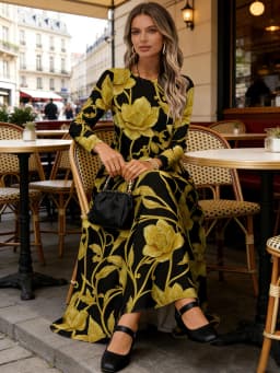 Long Sleeve Dress for Women Casual Summer Vacation Outfit Flowy Midi Dress with Belt Elegant Solid Color Office Party
