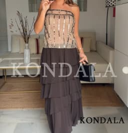 KONDALA Vintage Tiered Ruffled Skirt Women's Trendy Holidays Midi Skirts New 2026 Spring Summer Fashion High Street Lady Skirts