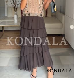 KONDALA Vintage Tiered Ruffled Skirt Women's Trendy Holidays Midi Skirts New 2026 Spring Summer Fashion High Street Lady Skirts