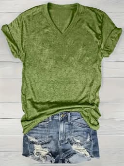[Selected by Nianlian] Solid Color V-Neck T-Shirt, Casual Short-Sleeved T-Shirt for Spring and Summer, Women's Clothing