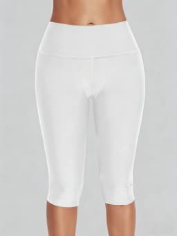 Women's High Waisted White Leggings Knee-Length Yoga Pants Stretchy Breathable for Workout, Running, and Daily Casual Wear