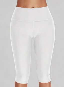 Women's High Waisted White Leggings Knee-Length Yoga Pants Stretchy Breathable for Workout, Running, and Daily Casual Wear