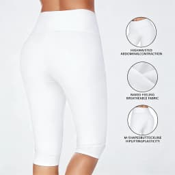Women's High Waisted White Leggings Knee-Length Yoga Pants Stretchy Breathable for Workout, Running, and Daily Casual Wear