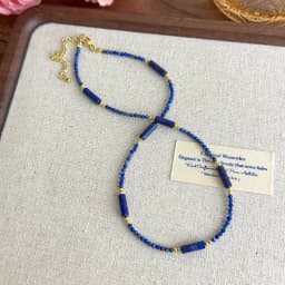 New Chinese-Style National Elegance Lapis Lazuli Necklace Crystal Bead Necklace Versatile and Stackable Collar Chain