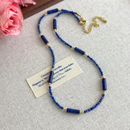 New Chinese-Style National Elegance Lapis Lazuli Necklace Crystal Bead Necklace Versatile and Stackable Collar Chain