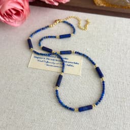 New Chinese-Style National Elegance Lapis Lazuli Necklace Crystal Bead Necklace Versatile and Stackable Collar Chain
