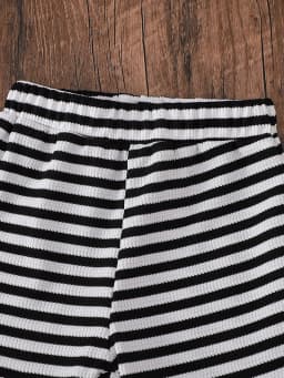 Cute Fox Patchwork Knitted Sweatshirt + Black and White Striped Pants Baby Autumn Casual Two-Piece Set